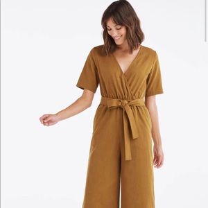Vetta Capsule Wrap Gold Canvas Jumpsuit, L